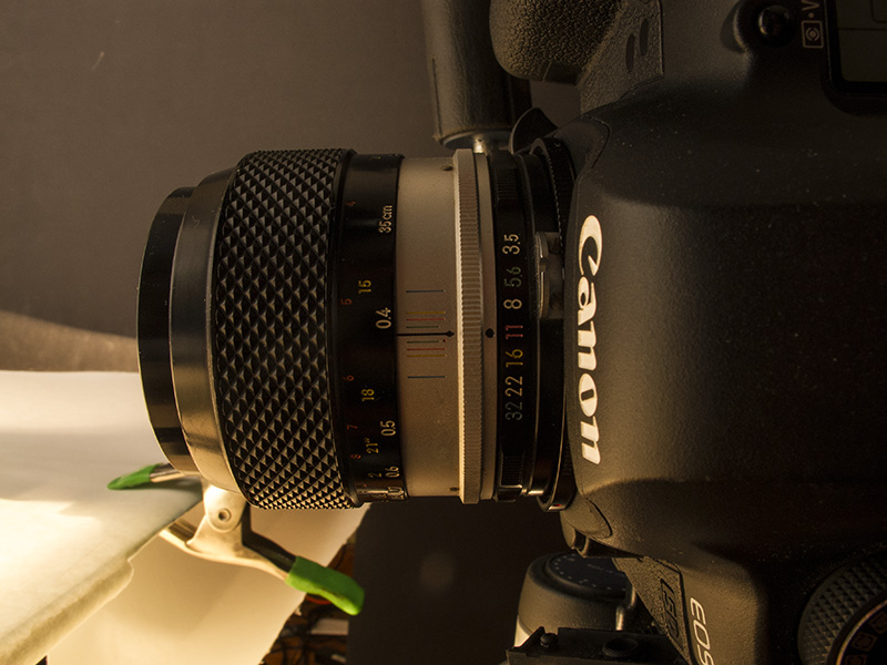 I used a lens I am very fond of, a Nikon 55mm macro AI-S. One of the best lenses for product photography if you are willing to work with an older lens. Very sharp, very simple, and a plesure to use.