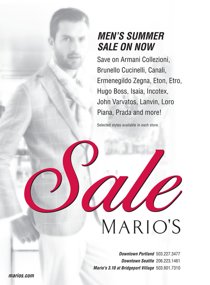  Mario's Mens Sale, postcard. 