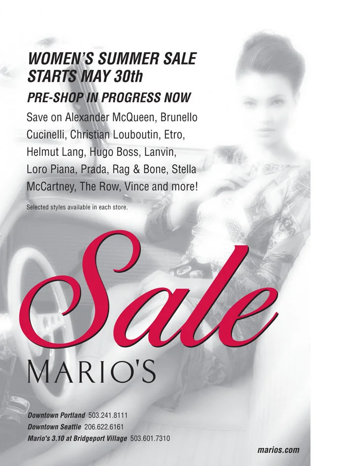   Mario's Women's Sale, postcard.  