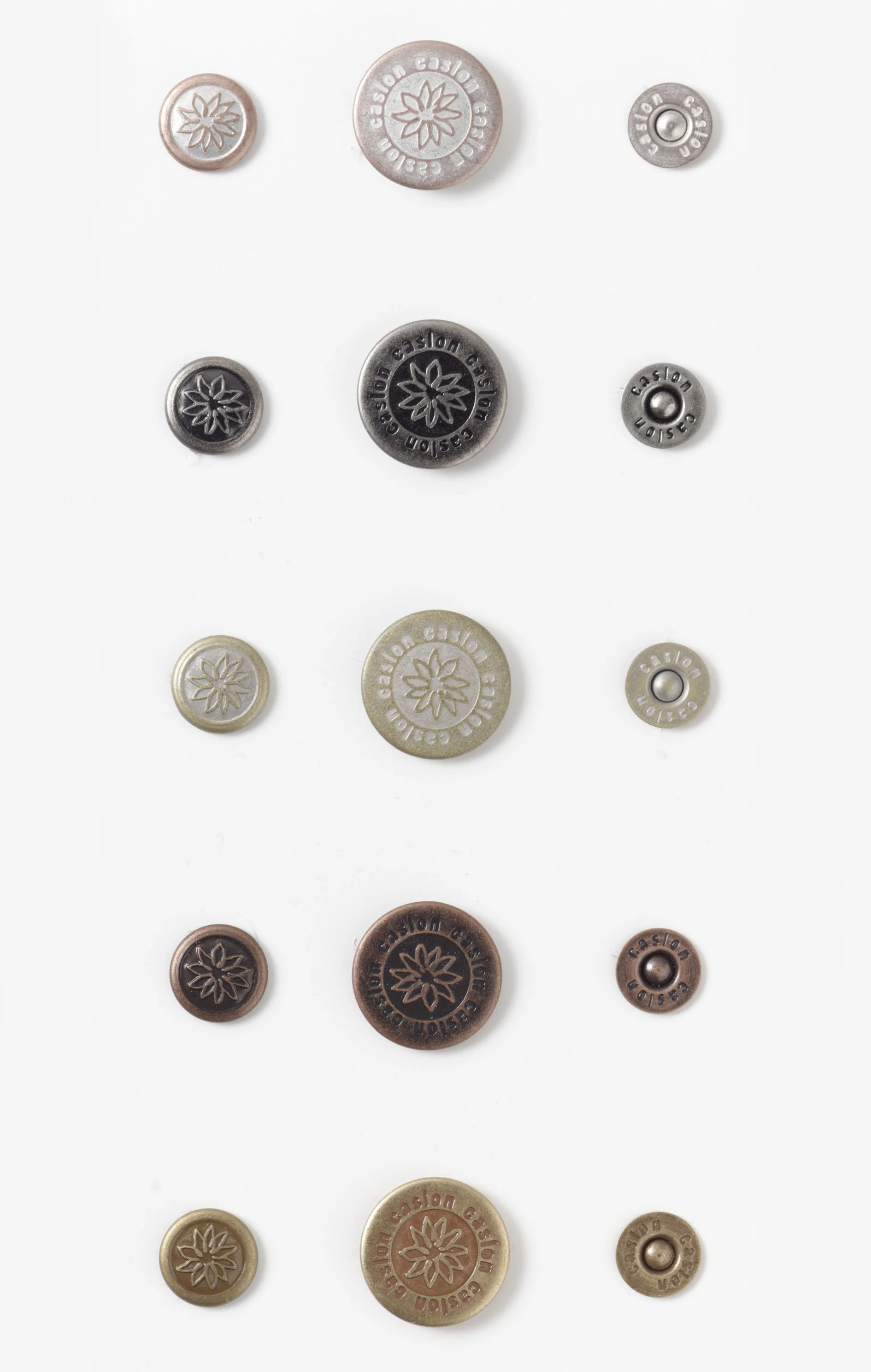  Caslon, button/snap finishes, denim program. 