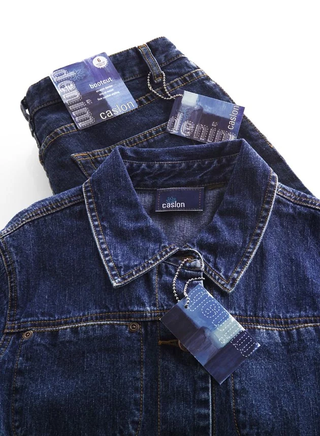  Caslon, denim labels and hangtags. 