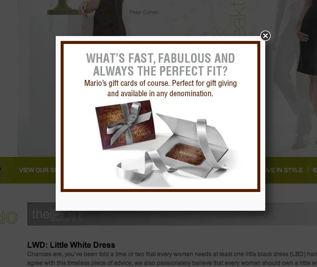 Mario's Gift Card "click for details" pop-up image 