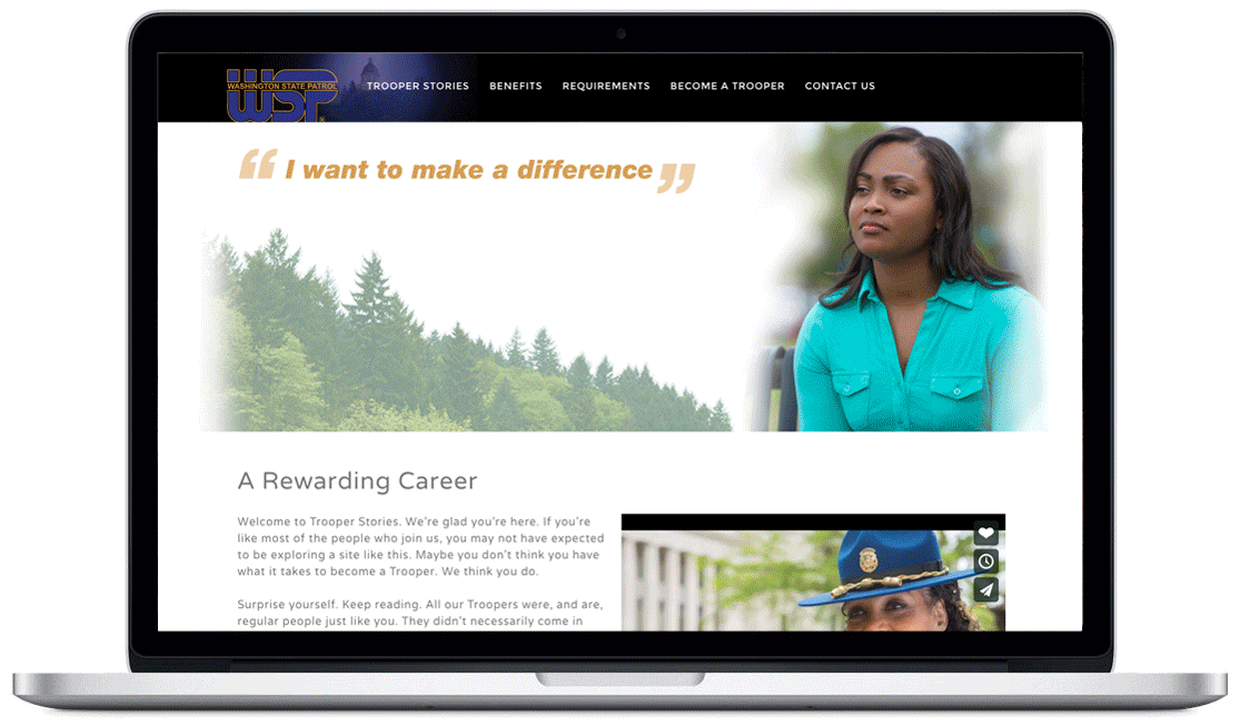 Click on animated slide to launch trooperstorires.com site.