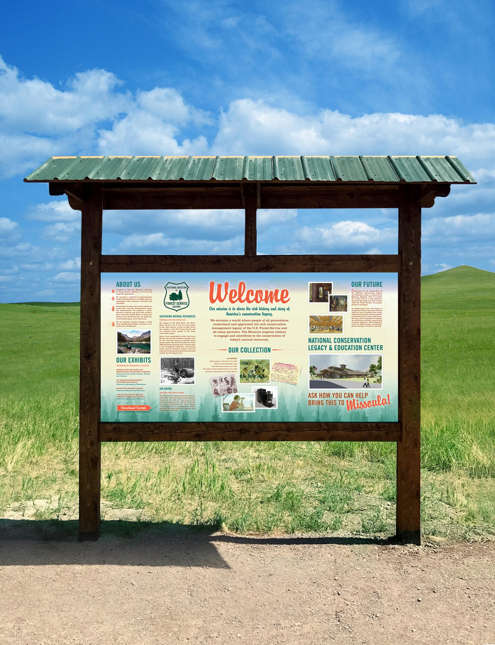  National Museum of Forest Service History. Environmental signage throughout a guided loop trail.&nbsp;Missoula, Montana. 