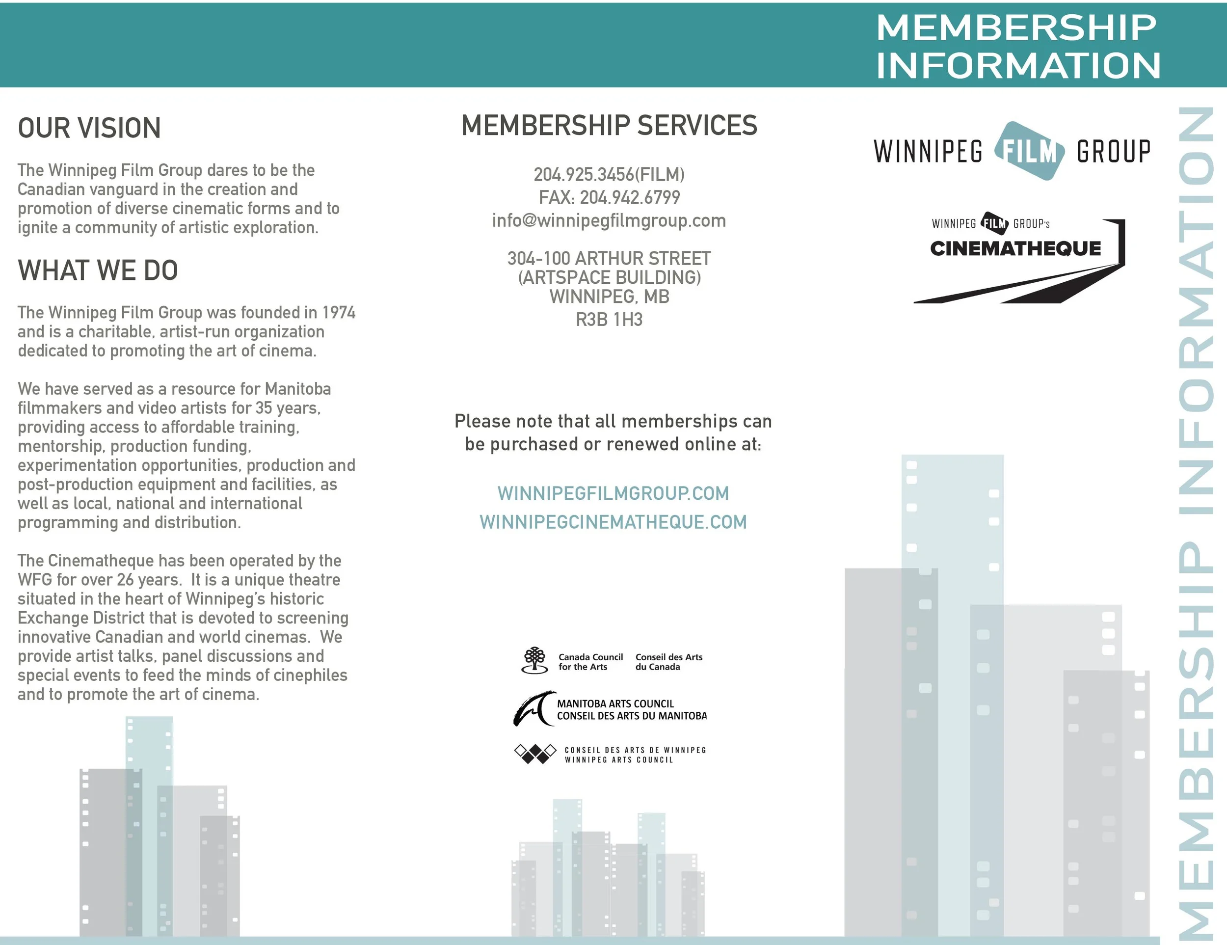  Winnipeg Film Group Membership Pamphlet, Design Layout Side 1, 2010 
