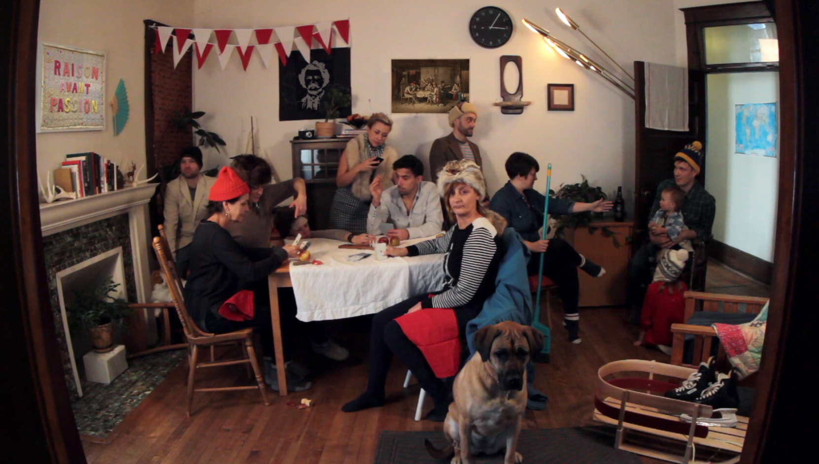 French Canadian Habitants Playing at Cards after Cornelius Krieghoff (1848), HD Video still, Jacquelyn Hébert, 2014
