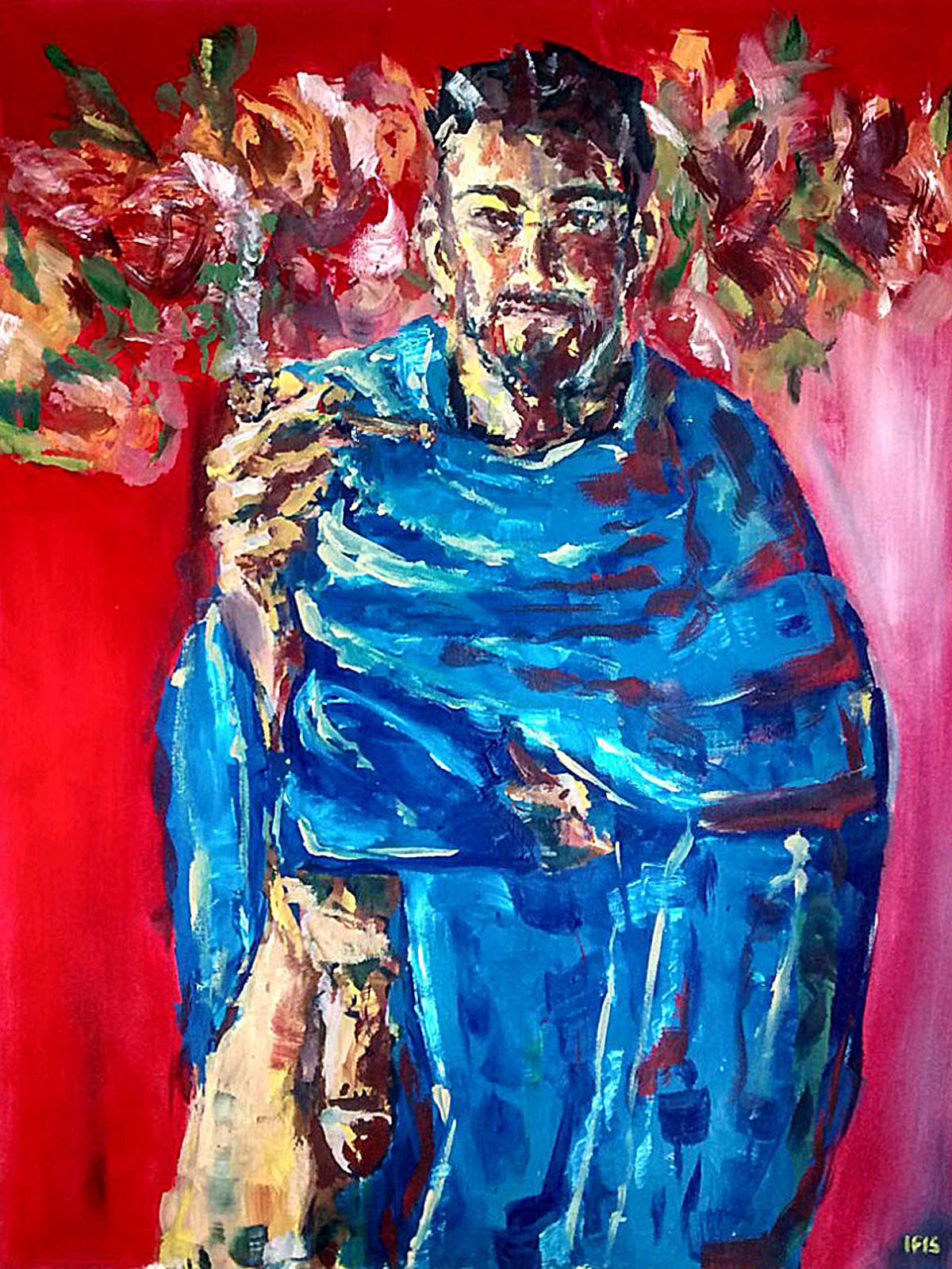 Jewish gay smoking weed (2015) oil on canvas, 60x45