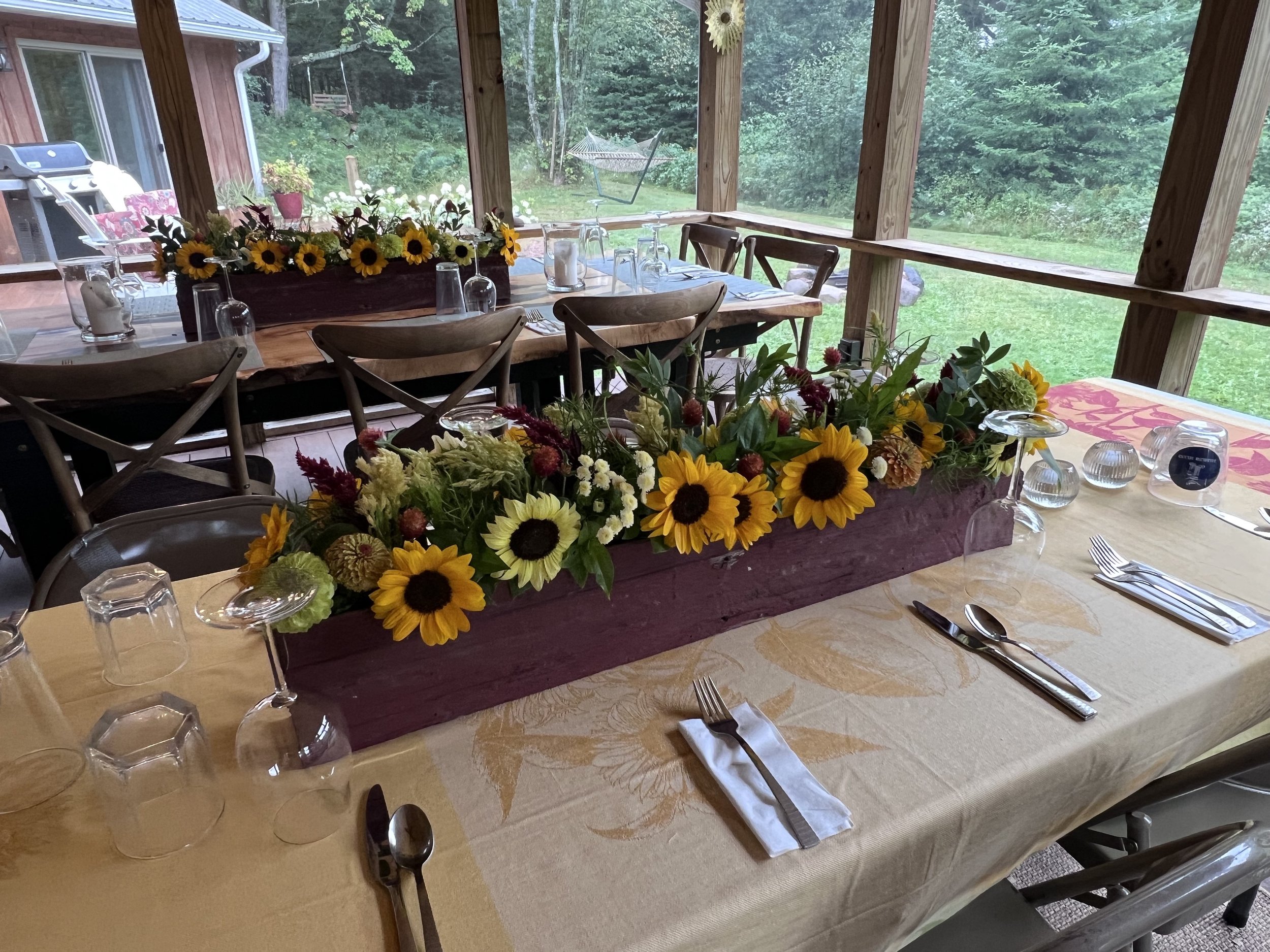 First Floral Arrangements. Flowers picked at Bayfield Blooms.