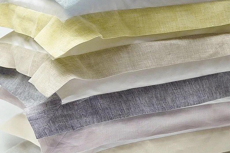 white linen with contrast linen border