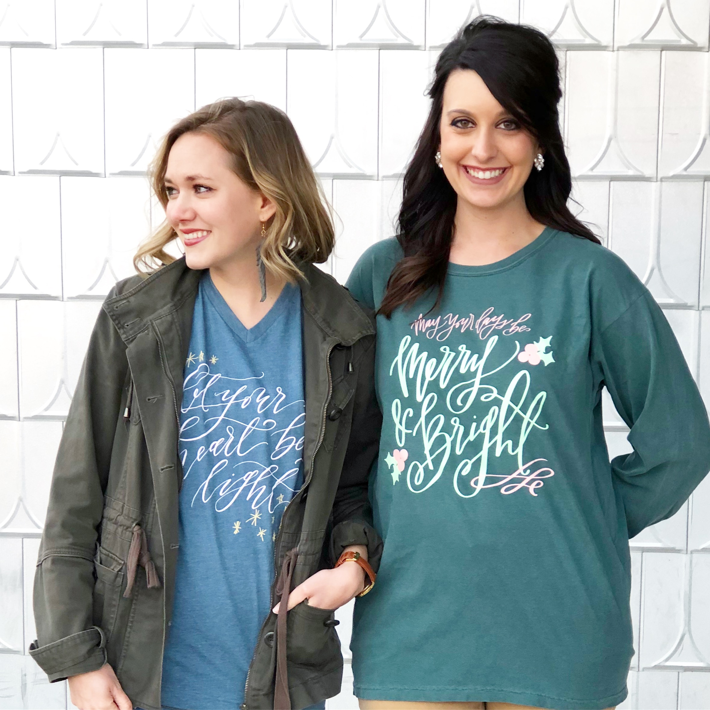 ConnarJoyCalligraphy_both Christmas shirts.JPG