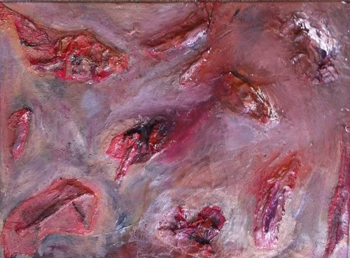 CRATERS (2013) I was upset. I felt like my world was crumbling apart. I wanted peace. I felt happy. Acrylic/Plaster on canvas. Brushes & Spatulas. 