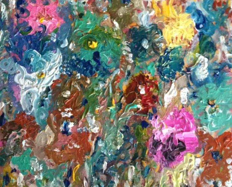 INVASION Invasion makes me feel lost. I don’t know where to go yet everything is so beautiful. I am mad but I can smell your perfume. Everytime there is darkness, something blossoms. Acrylic on Canvas Brushes and Spatulas (2014)
