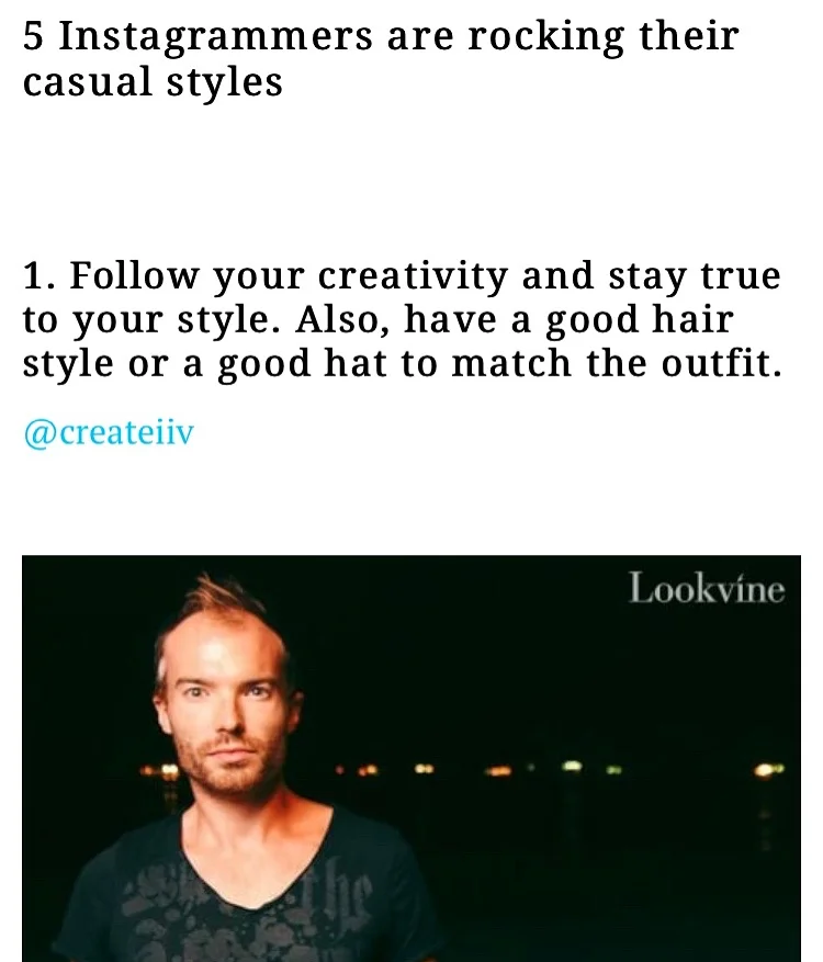 Oli talking fashion on the blog Lookvine (July 2018)