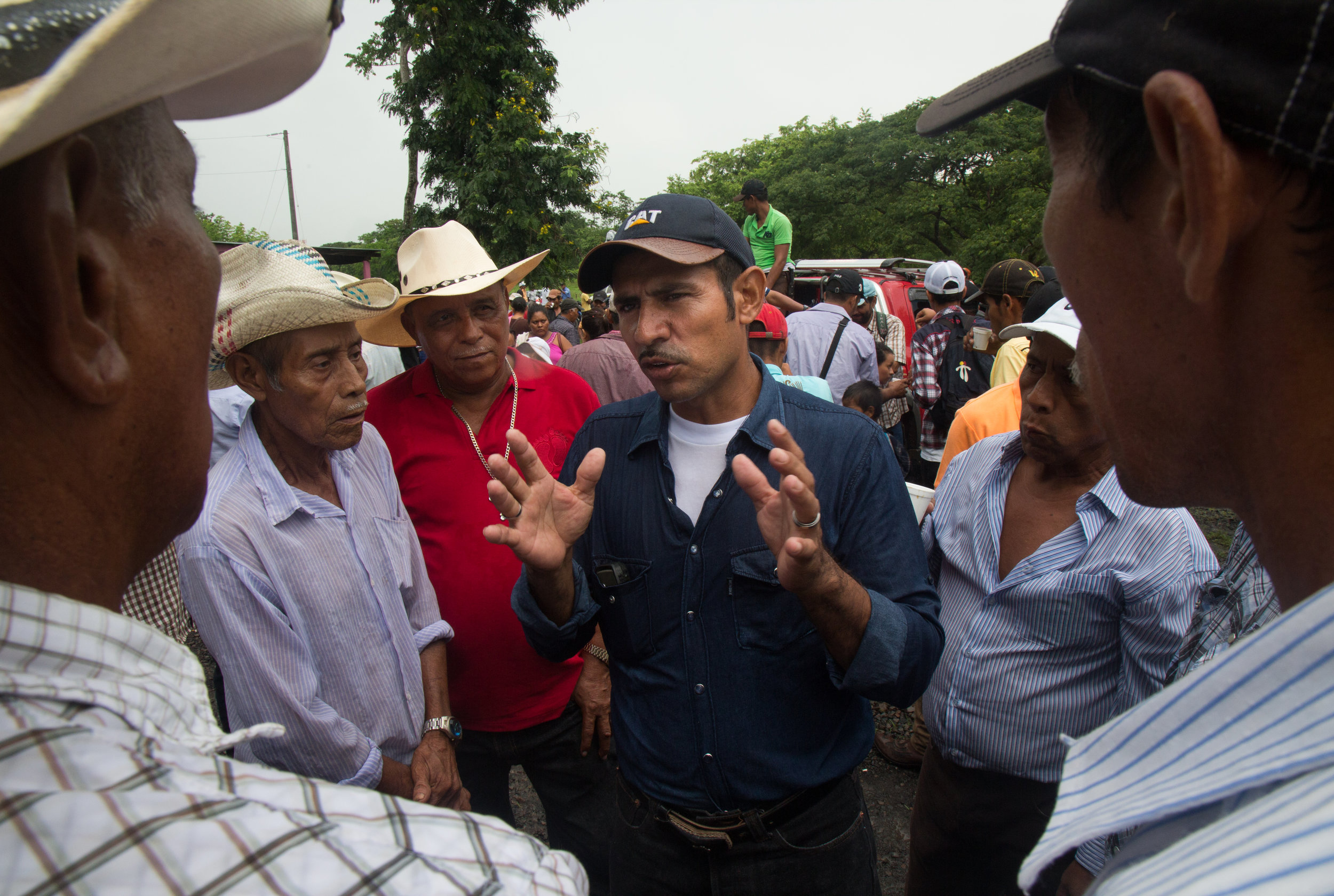  Javier Carmona speaks to fellow campesinos &nbsp;at a protest against the Ley 840 and the Nicaraguan Canal project which could expropriate tens of thousands of families' property's most of whom are small farmers, or campesinos. The protest in El Tul