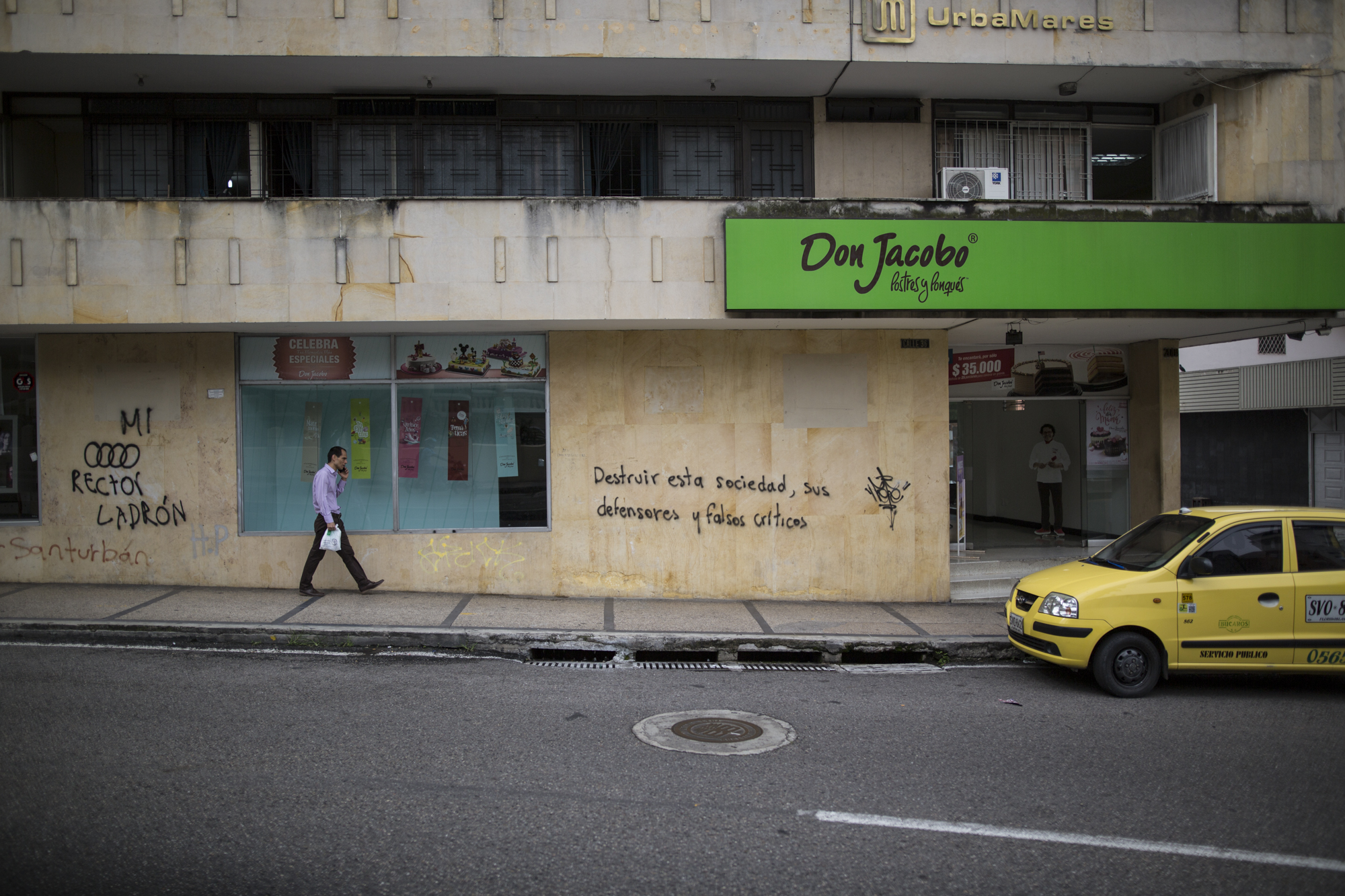  The writing on the walls of the streets of Bucaramanga read, "Destroy this society, it's defenders, it's false critics." Bucaramanga, Colombia May 9, 2017 