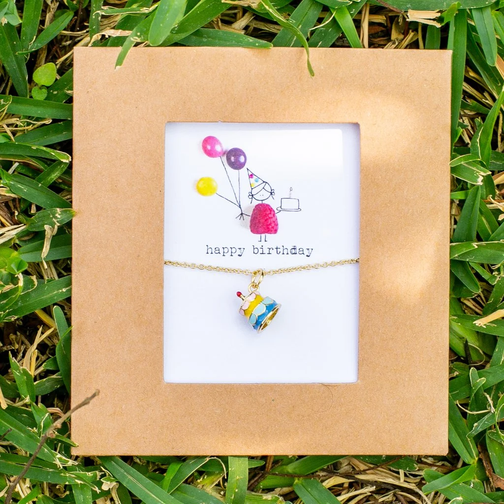 HAPPY BIRTHDAY CAKE NECKLACE