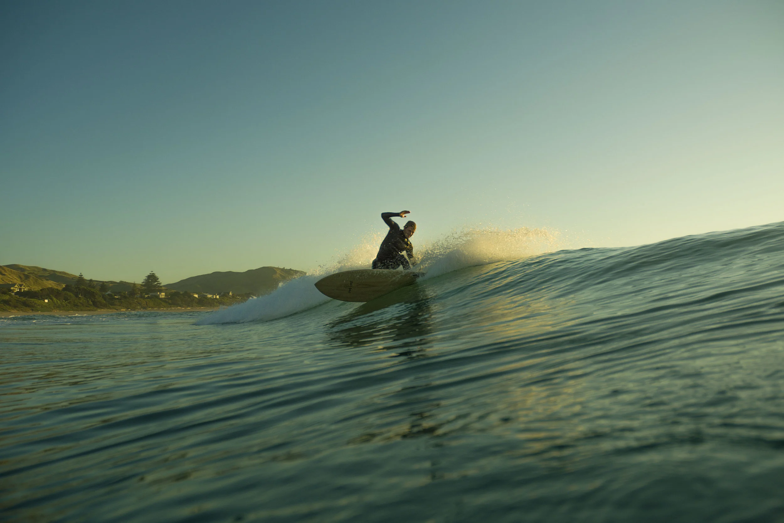 Wooden fish surfboard