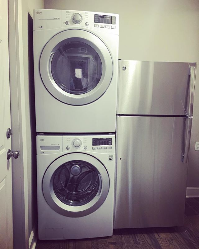Doing some laundry on this lazy Sunday, wishing that I had the washer and dryers that we installed at the #hexplex rather than my old ones at home!  We still have a few units available for rent, lease one today and use these beauties!