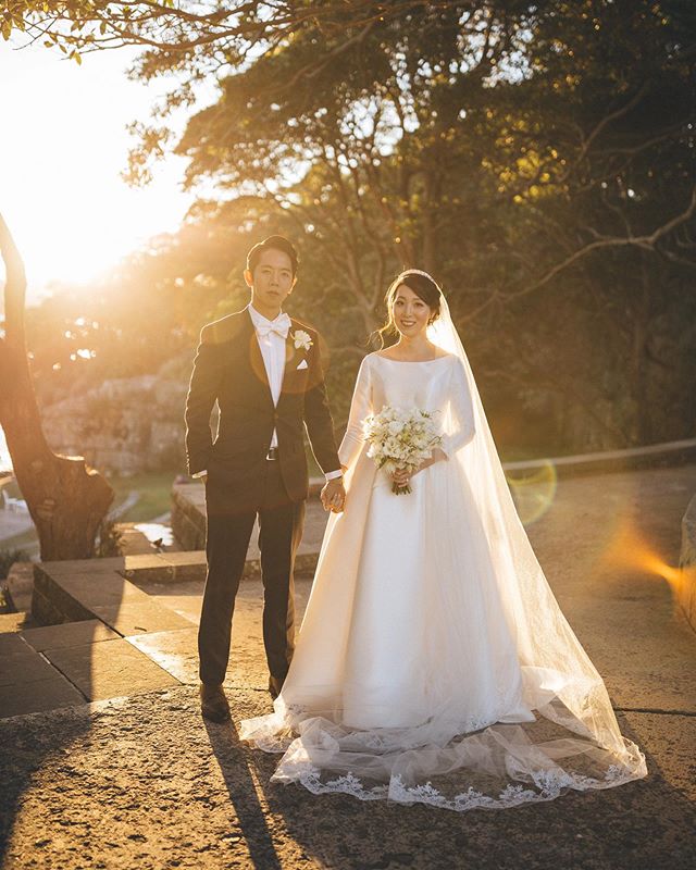 ONE YEAR since two of the most humble, down to earth and gentle souls got married against the final slivers of a glorious winter sunset over at @sergeantsmess with Lillian stepping out in one of my all time winter wedding gowns by @maggiesotterodesig