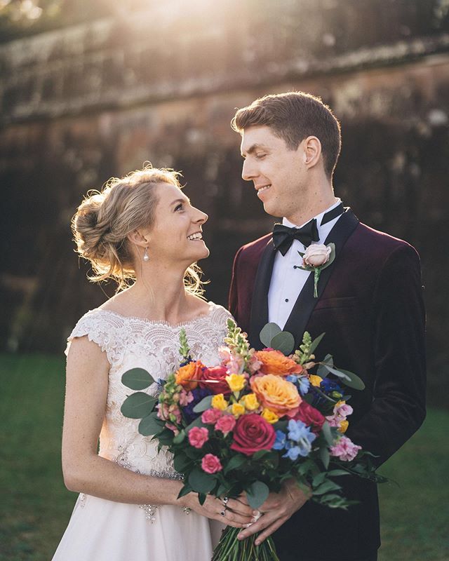 Hannah and Mark right after their First Look and getting ready to join their families and friends at their ceremony ⚡️⚡️⚡️ Their wedding day at @gunnersbarracks flew by so quickly and was peppered by nonstop giggles and outbursts of laughter and so m