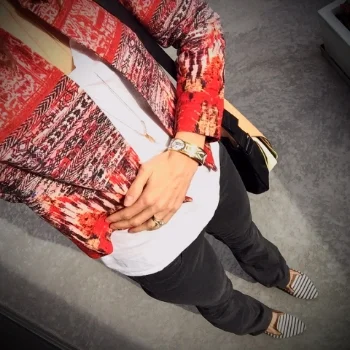 Letting the jacket do all the talking - comfy and bright.
