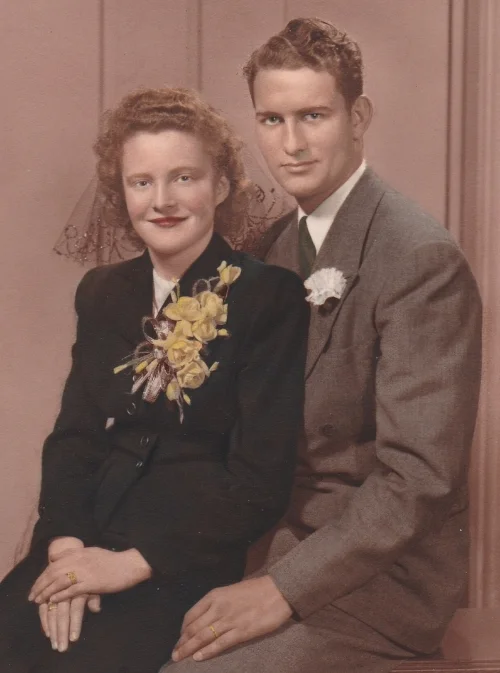 Grandma and Grandpa's wedding photo. Don't they look like movie stars?