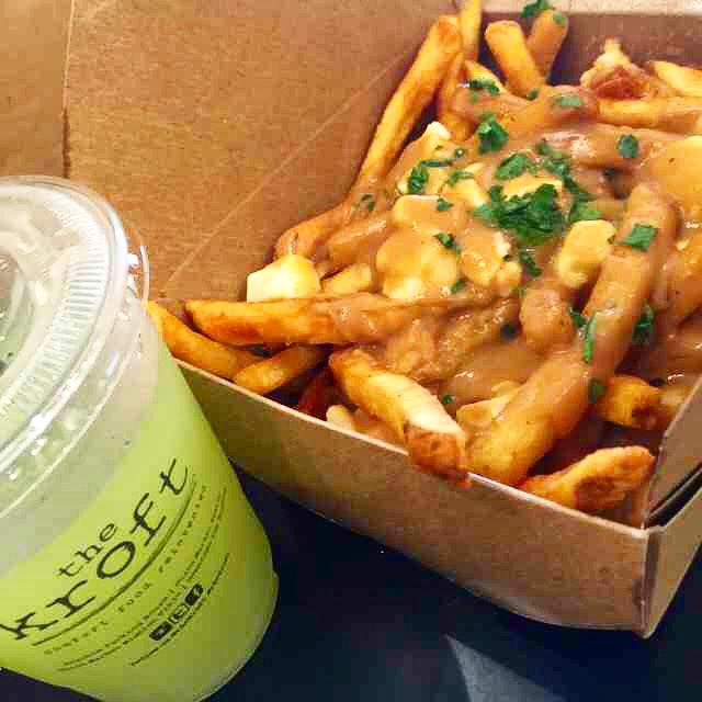  Not waistline friendly, but very taste-bud friendly: classic poutine and cucumber lemonaid from The Kroft.   