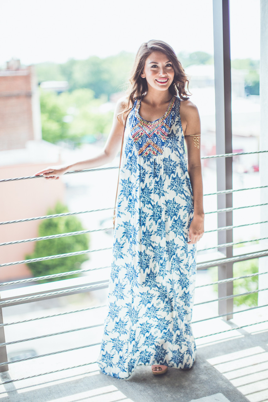  Tribal Embroidered Maxi, $42    
