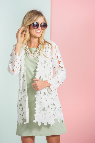   Brittany White Lace Kimono, $70.99    