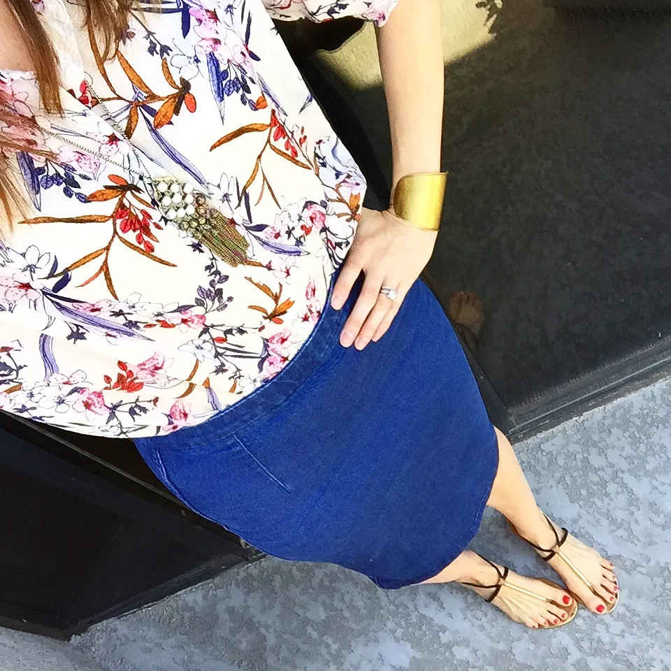  I thought this top was too boxy when I first got it, but I really like it tucked in to slim bottoms, like this pencil skirt (that I've had for ages. A great buy.)   