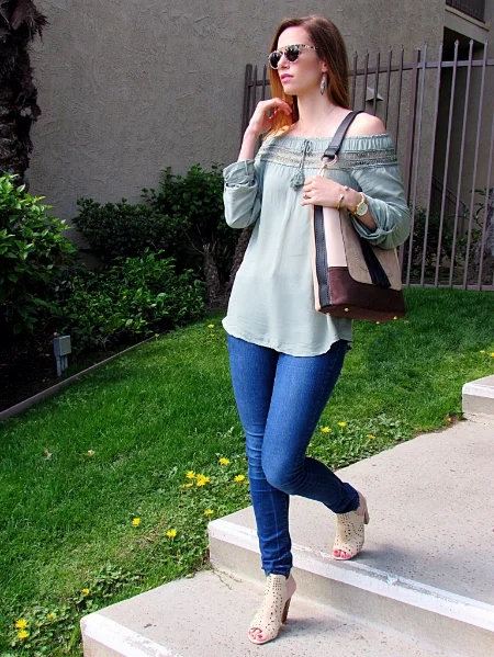 Off-Shoulder Top and Cut-Out Booties