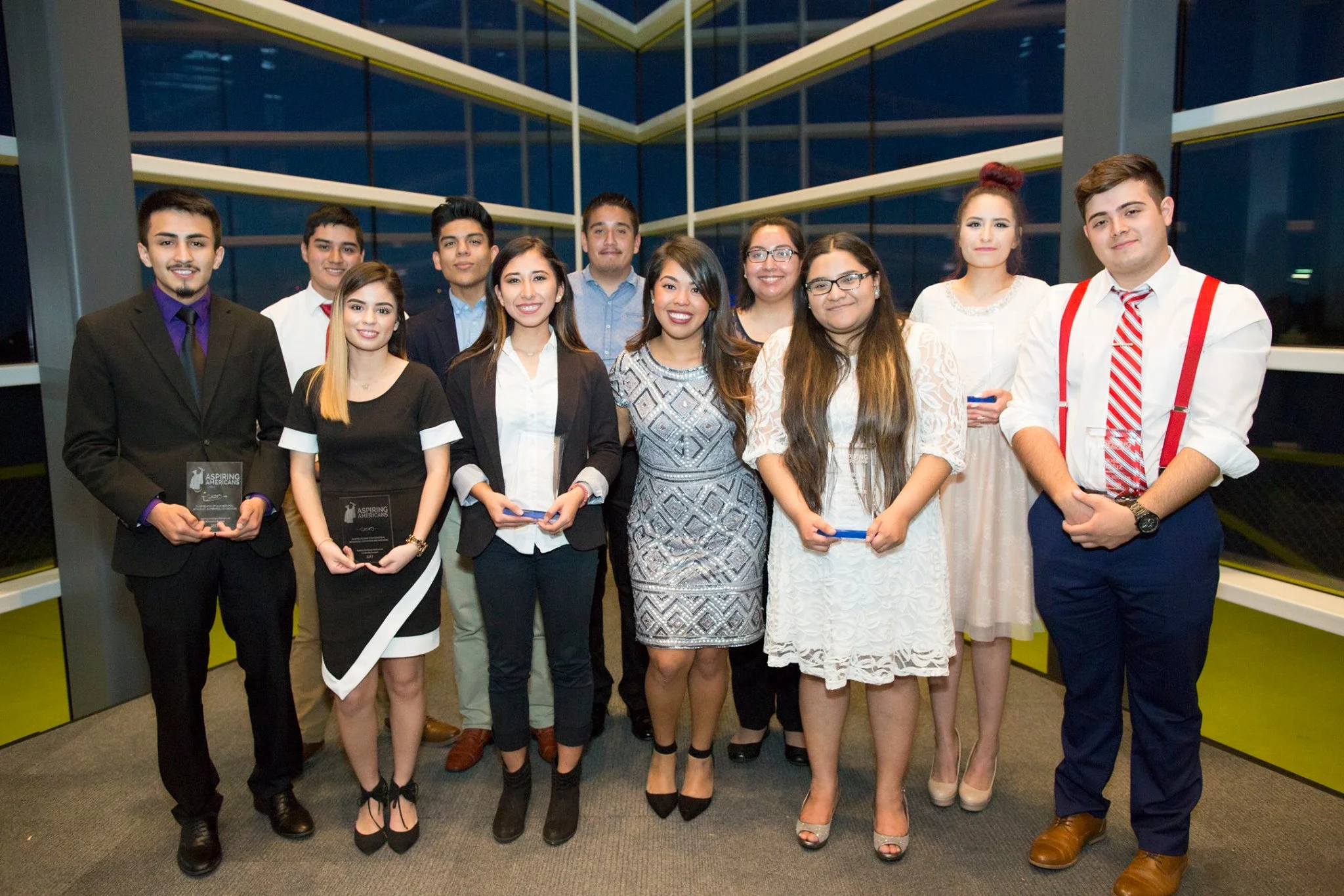 Back Row: Juan Trujillo (US Grant HS), Jose Jimenez (Nathan Hale HS), Ismael Gomez (Santa Fe South, OKC), Edgar Briones (Southeast HS), Alma Trejo Carmona (Classen SAS), Jen Rubio (UCO), Jose Manuel Muñiz (OU). Front Row: Aime Quintana (Southeast HS), Faridy Lara (Rogers HS), Amairani Perez (Tulsa Community College). Not Pictured: Alexis Guzman (Southeast HS), Victor Ornelas-Perez (OSU-Tulsa)