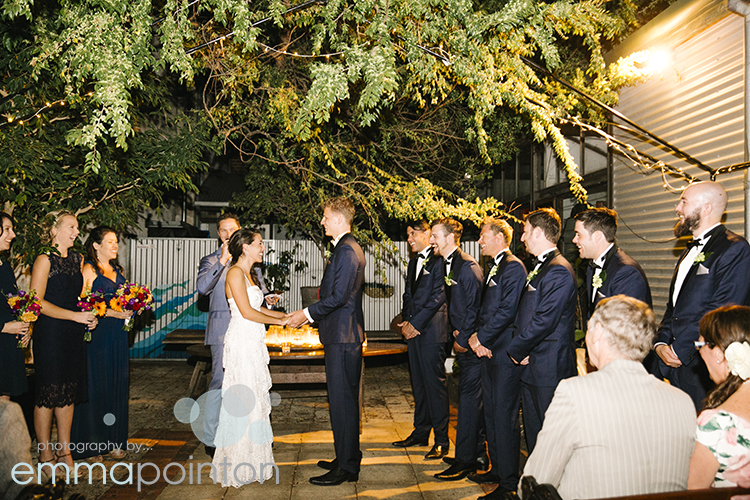 Wedding in the courtyard of Moore & Moore Cafe