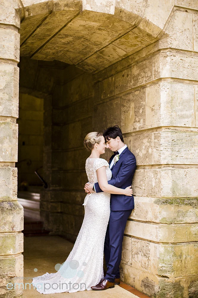 It actually HAILED on Emma & Matt's wedding day, during the congratulations in the Sunken Garden at UWA, and guests and photographers all made a mad dash for the marquee cover they set up for just in case.