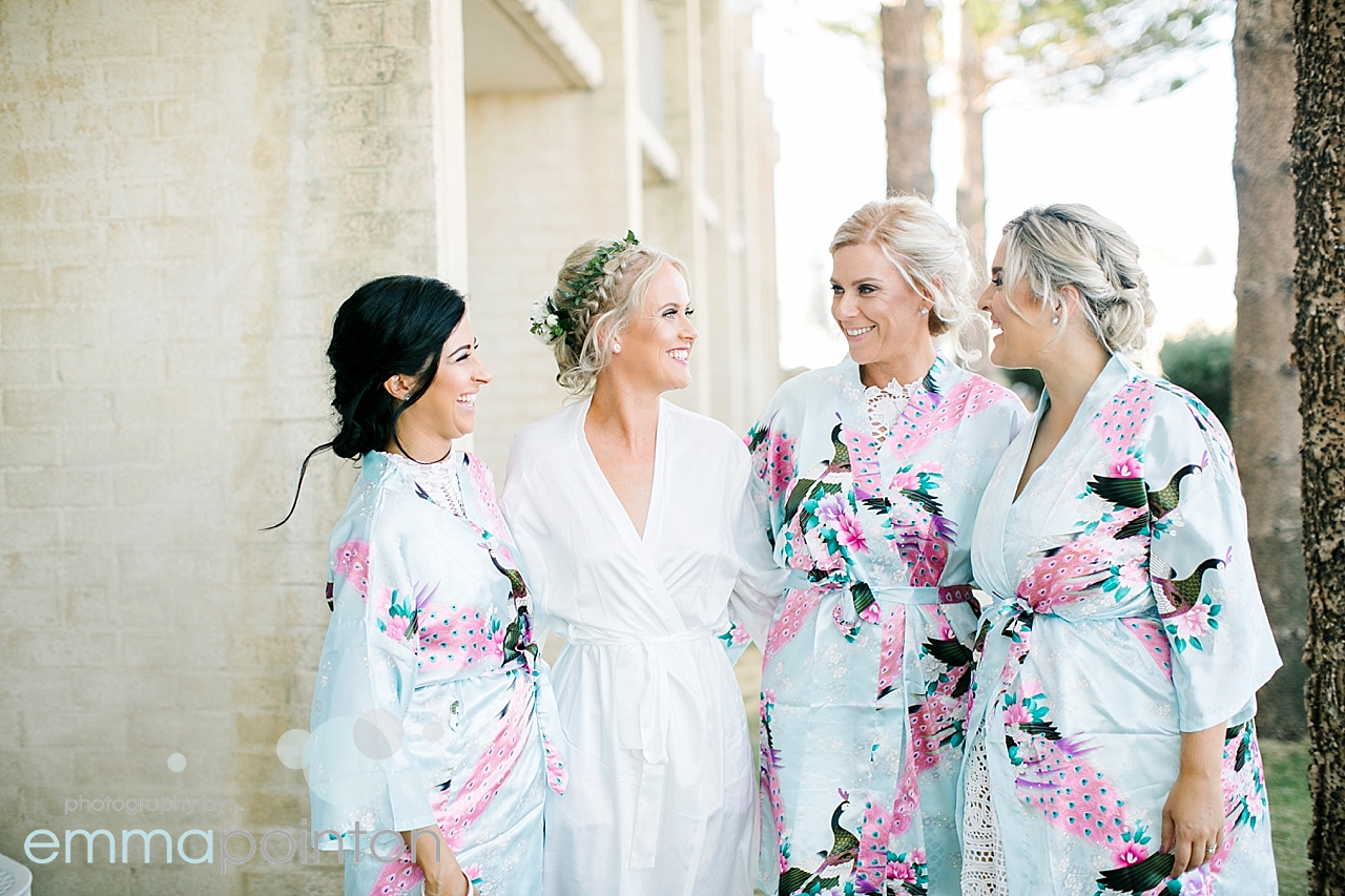 bride & bridesmaids in dressing gowns
