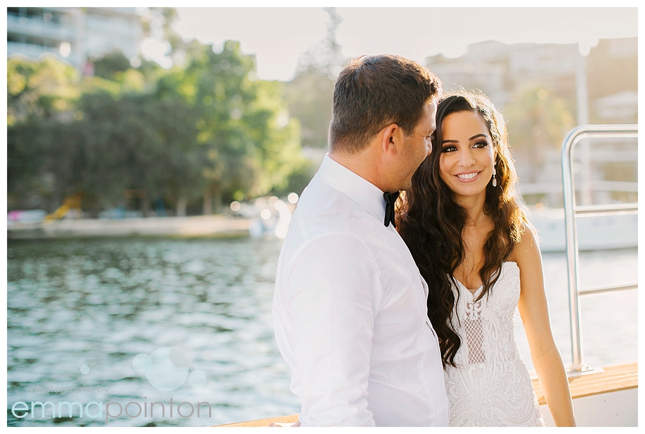 Bride and Groom on a boat, Perth