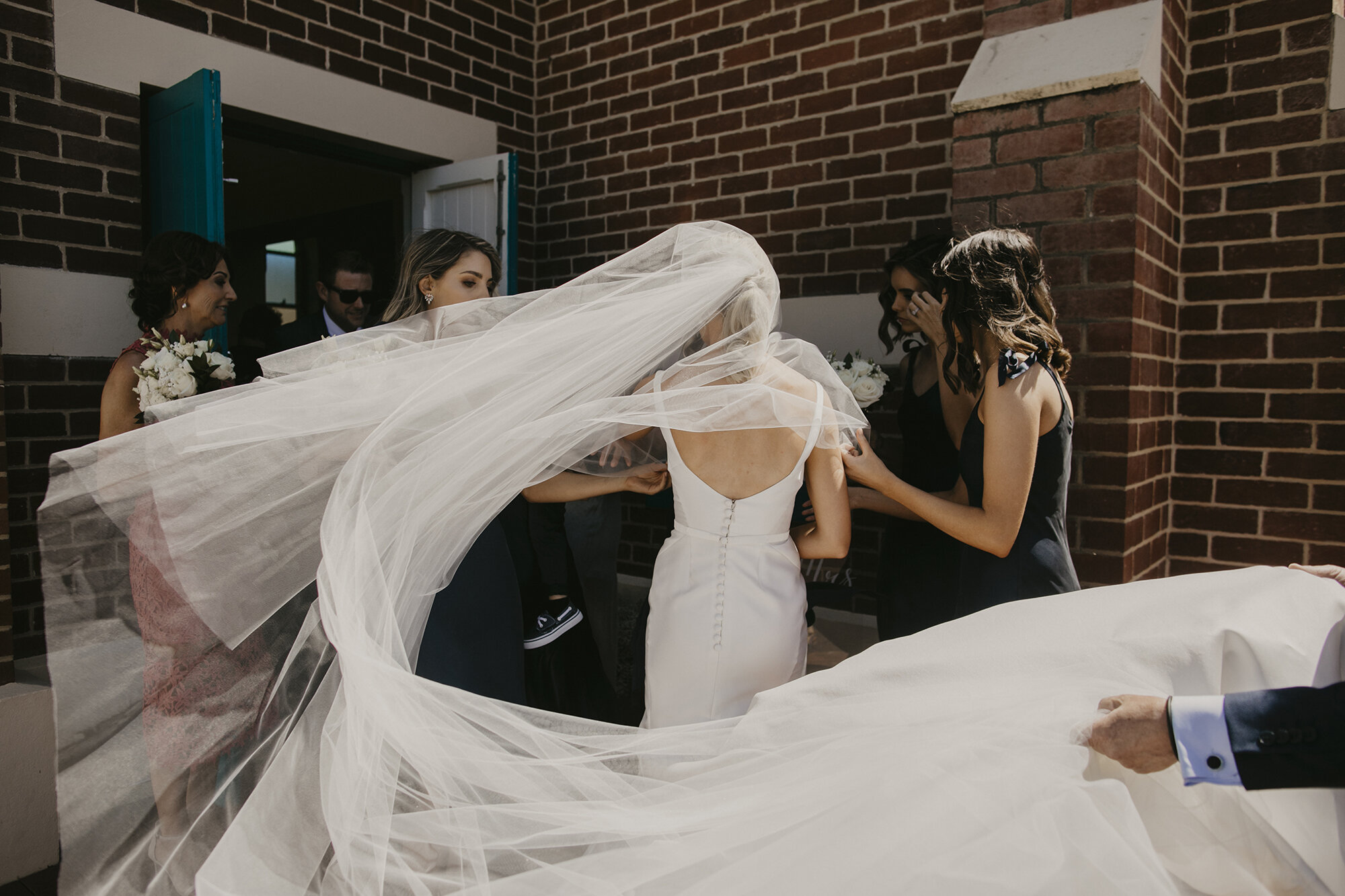 Church Wedding Busselton | Bride Veil Flowing in the wind