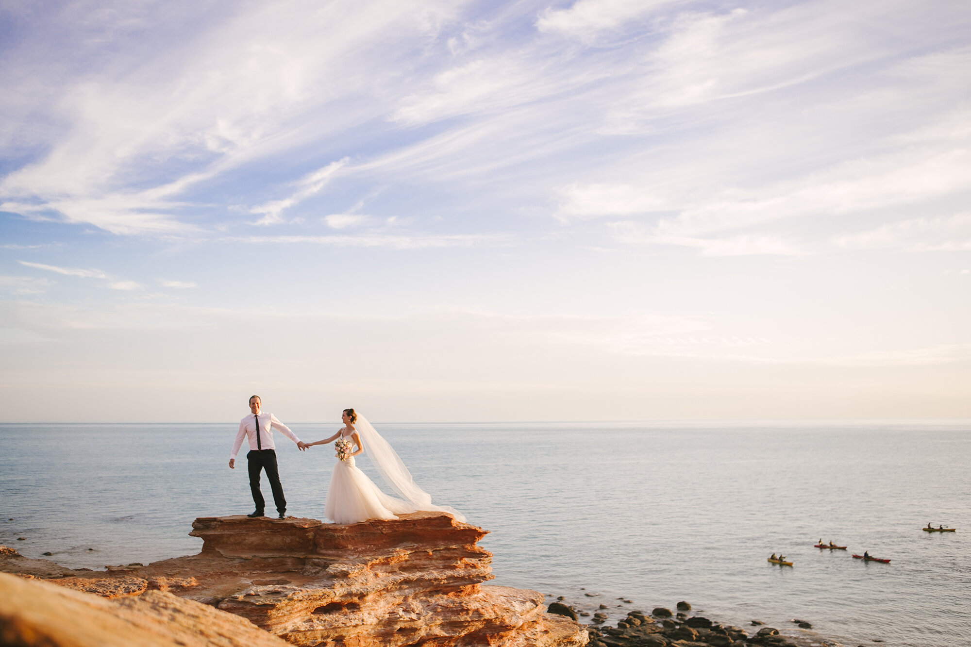 Broome wedding photographer | Landscape bride and groom portrait