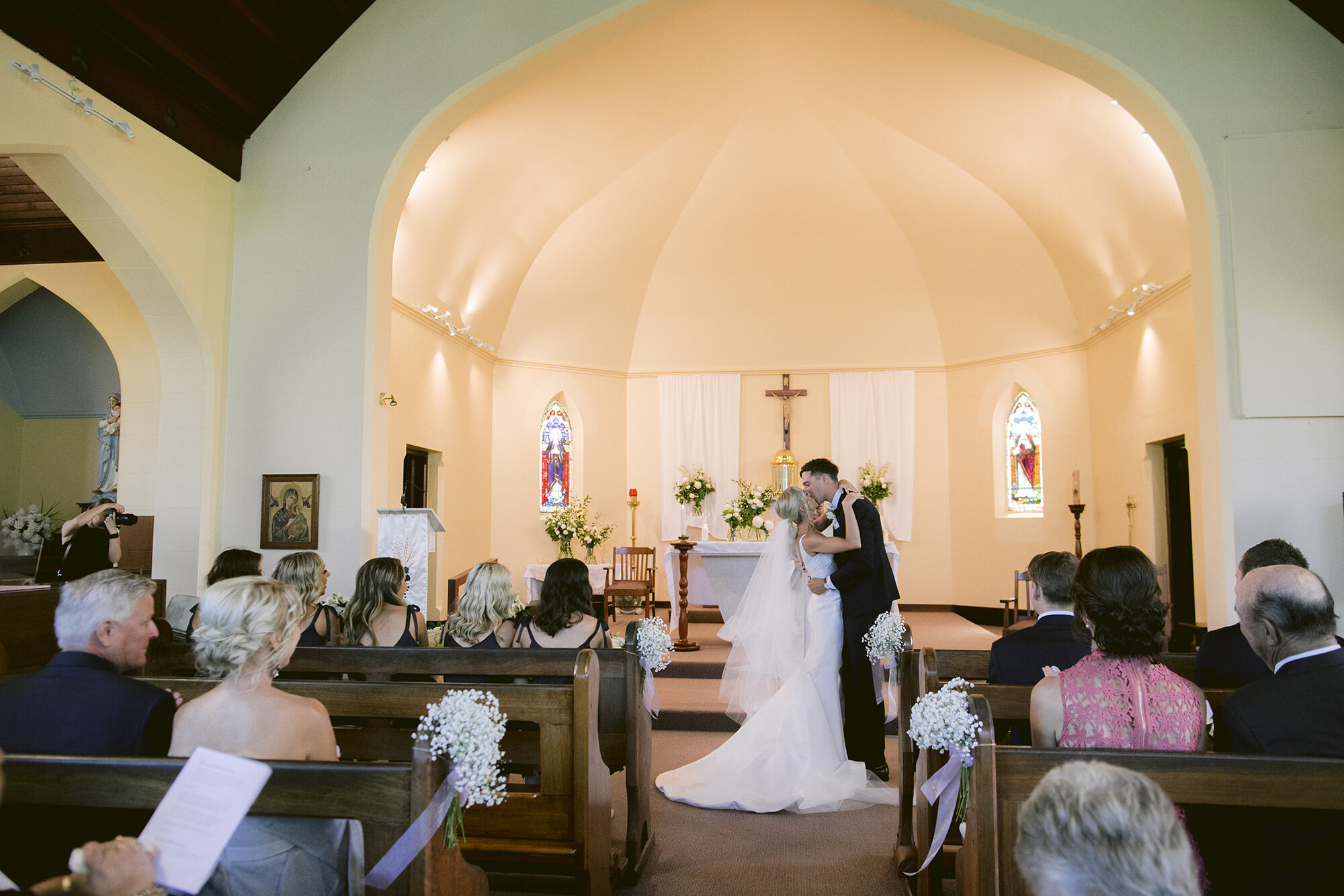 First Kiss Church Wedding