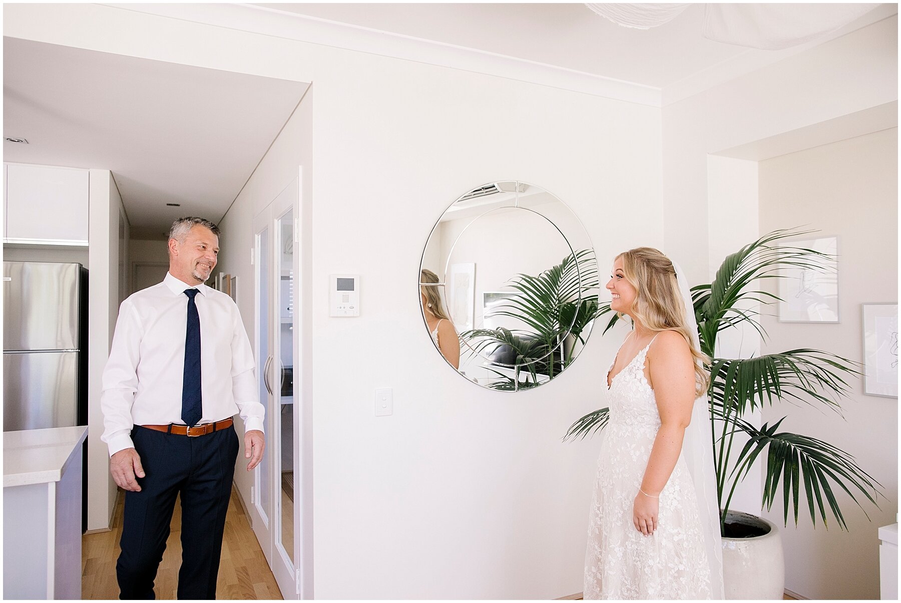 The Wedding Prep Abode Dad seeing Bride for first time in Wedding Dress