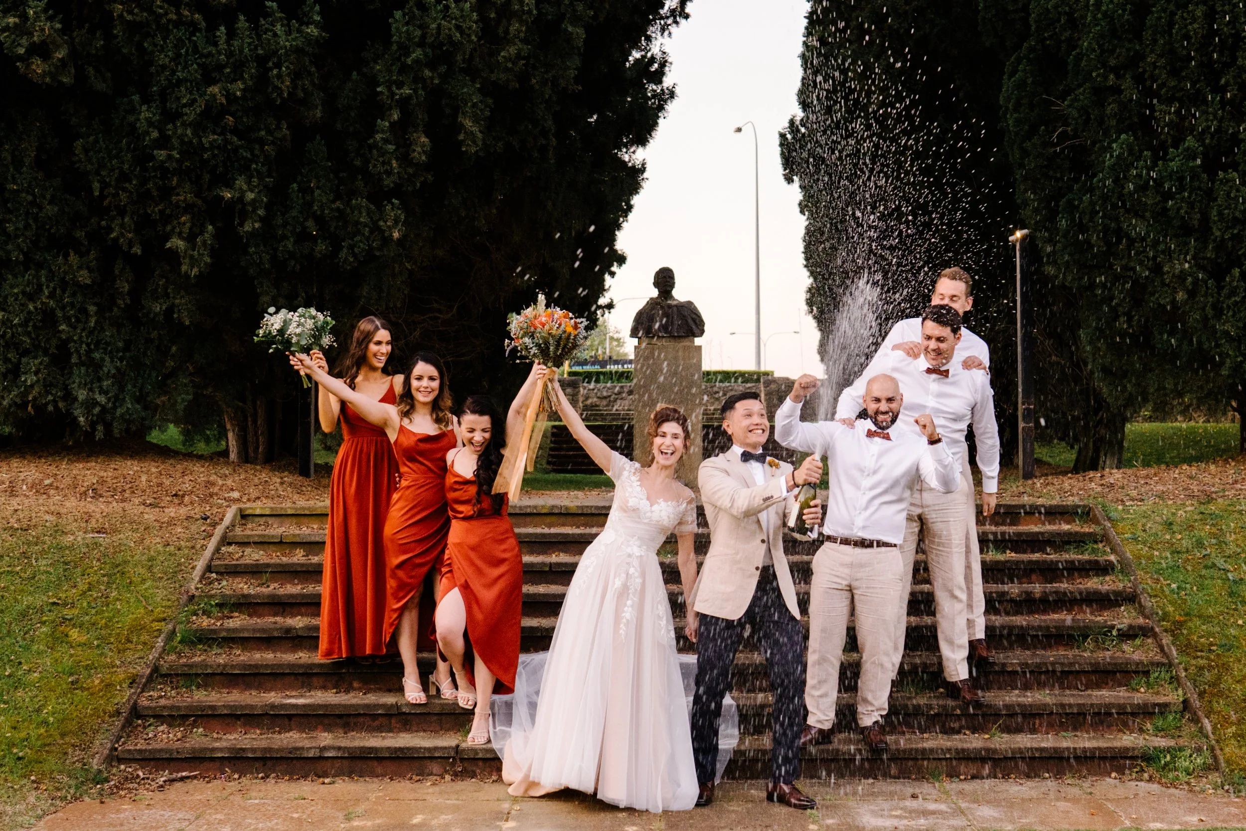 UWA champagne spray wedding