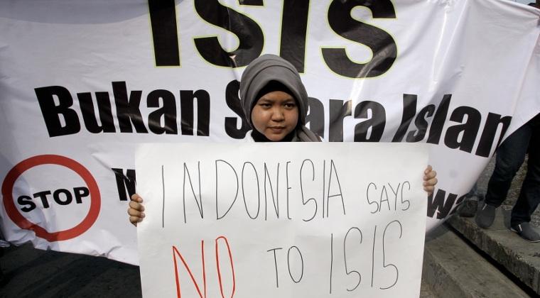 Aksi tolak keberadaan ISIS (ANTARA/Muhammad Adimaja)