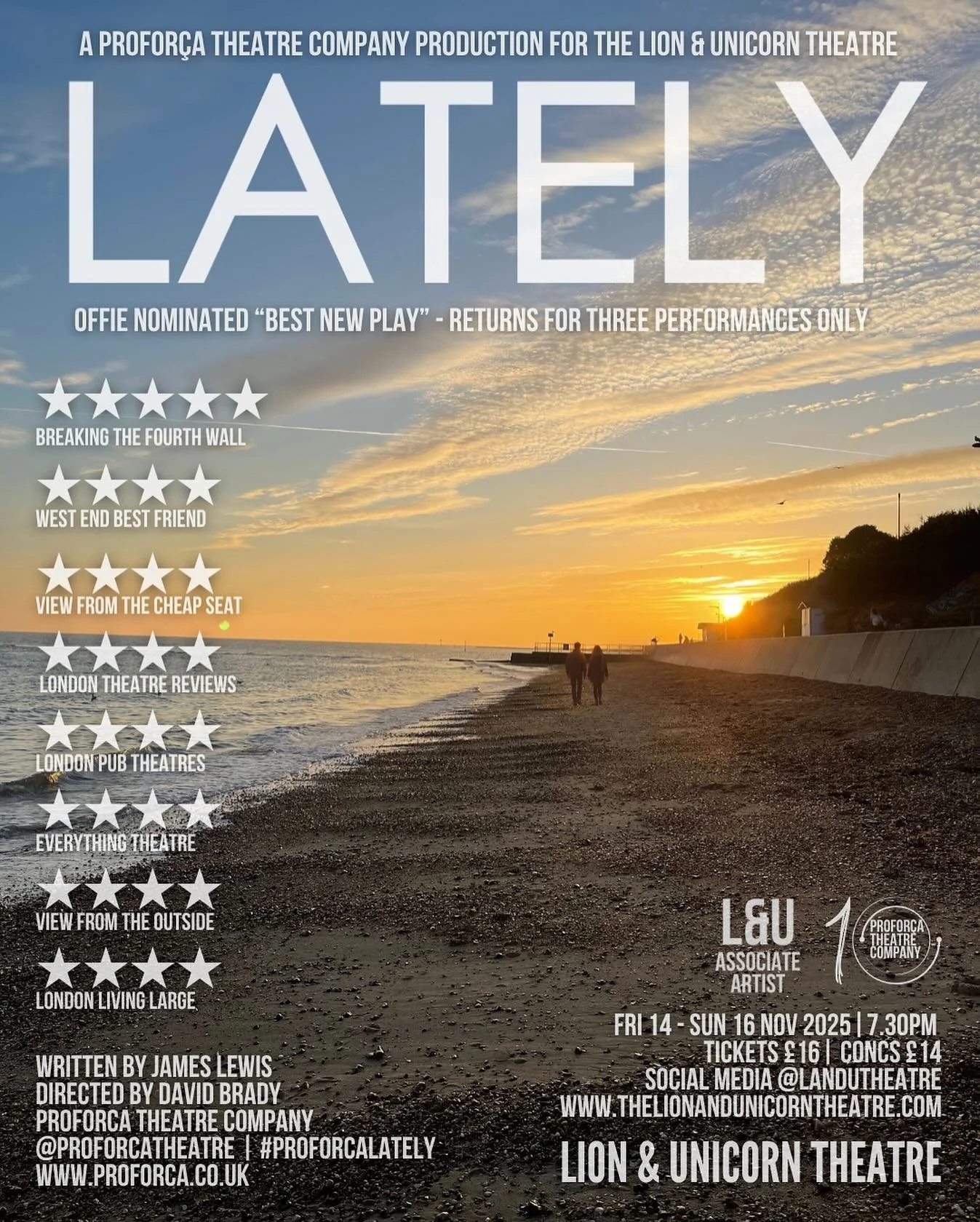 ✨ COMING THIS NOVEMBER ✨
We’re closing out our 10th Anniversary Season with the return of our Offie-Nominated production of LATELY by James Lewis, directed by @davidbrady83. An intimate, emotional story about the places we can never escape fro