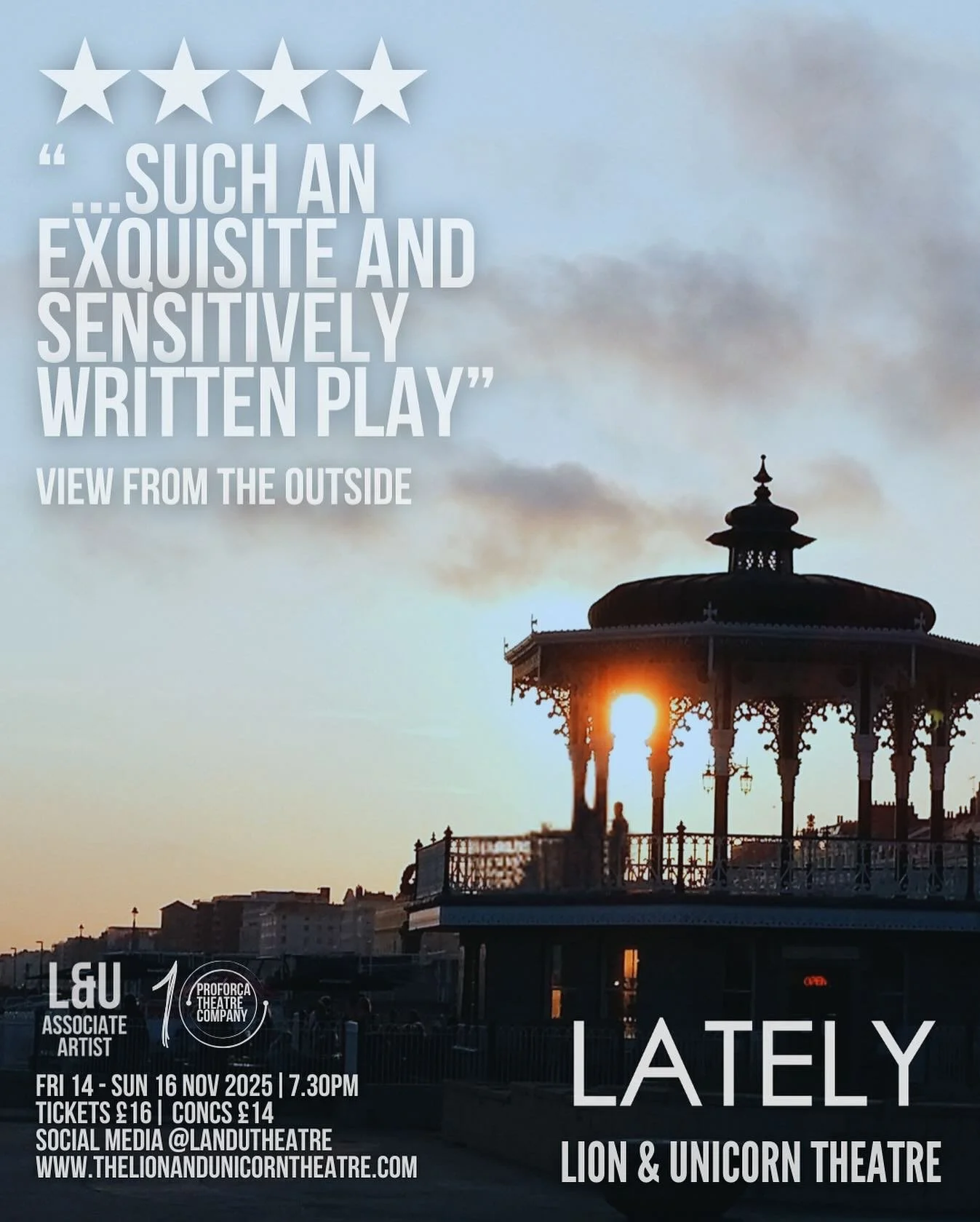 ★ ★ ★ ★
“This is such an exquisite and sensitively-written play I would happily spend another evening in its company.” - View From The Outside. 
We’re closing out our 10th Anniversary Season with the return of our Offie-Nominated