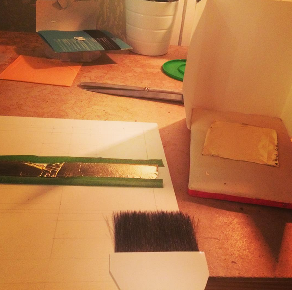 My gilding brush and gilding pillow. 