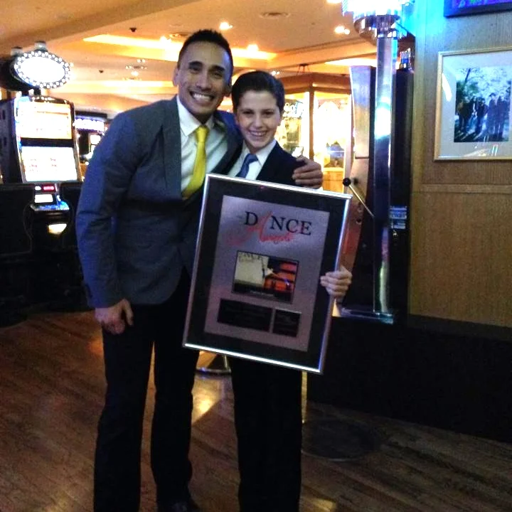 Carter Williams with Francisco Gella after winning the Junior Male Best Dancer Award in Las Vegas