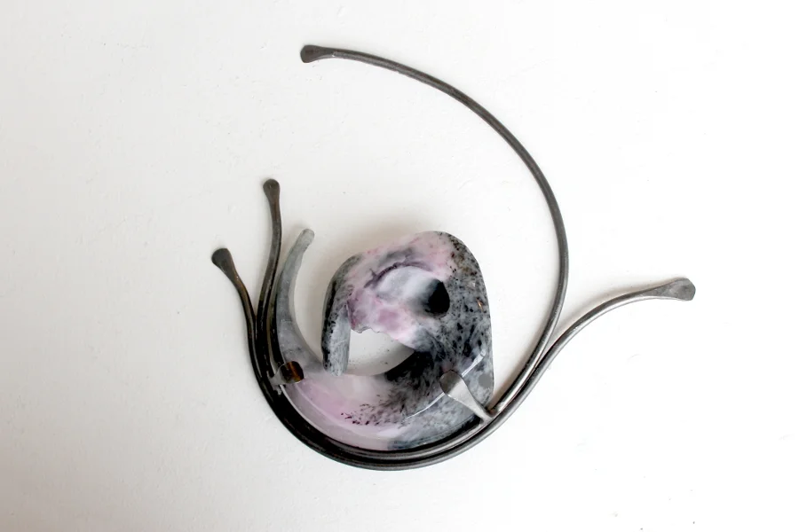  Untitled glass study, approx. 6" x 6" x 3". &nbsp;steel and kiln cast glass 