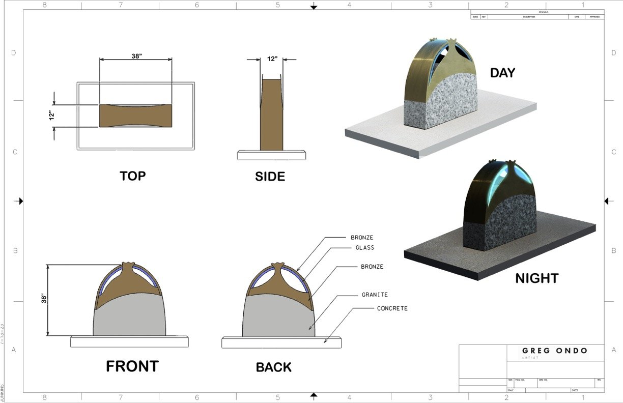 Bronze, Granite, Glass and LEDs