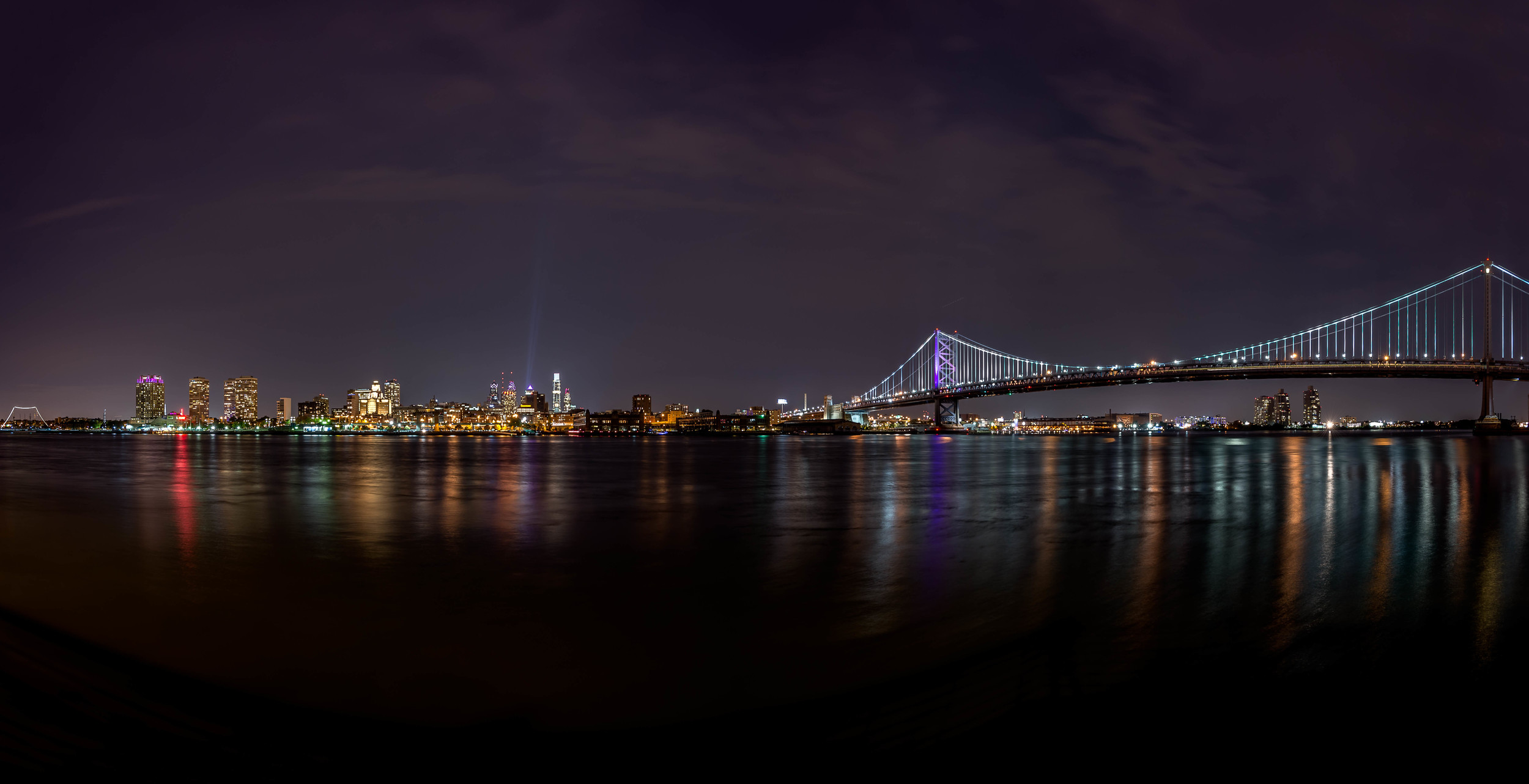 Philly At Night via Ben Franklin Bridge
