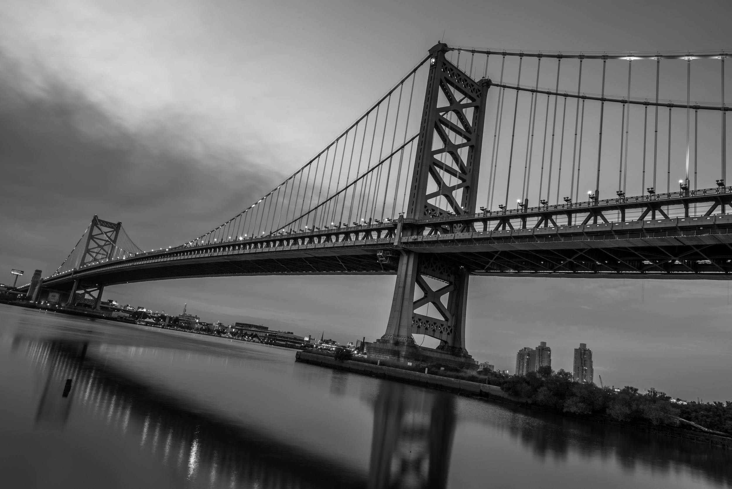 Ben Franklin Bridge looking into Philly